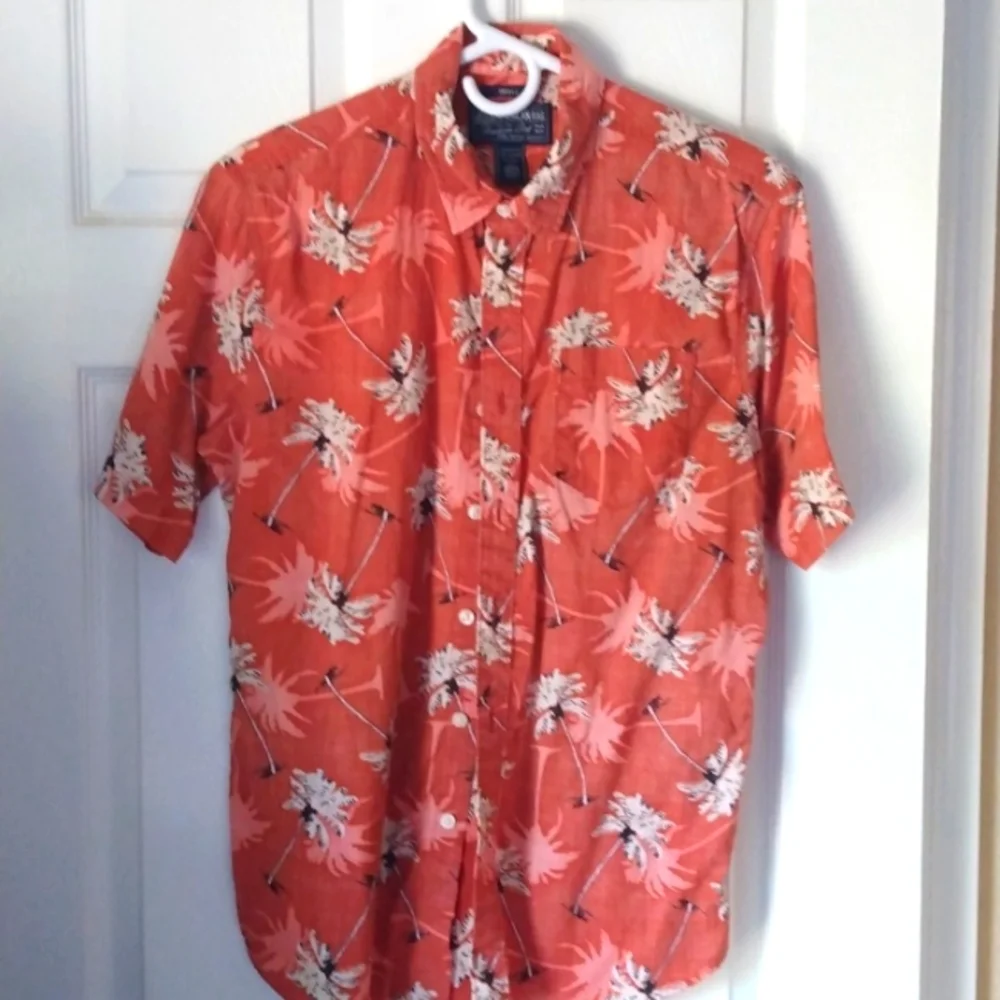 American Rag Men's size SMALL Palm Tree Print Short-Sleeve Button-Down - Picture 1 of 5